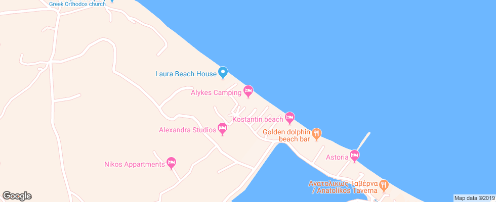 Отель Konstantin Beach на карте Греции
