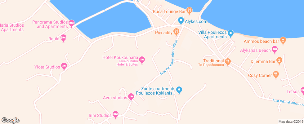 Отель Koukounaria Aparthotel & Villa на карте Греции