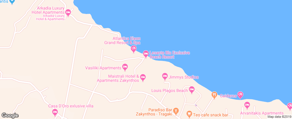 Отель Lesante Blu Exclusive Beach Resort на карте Греции
