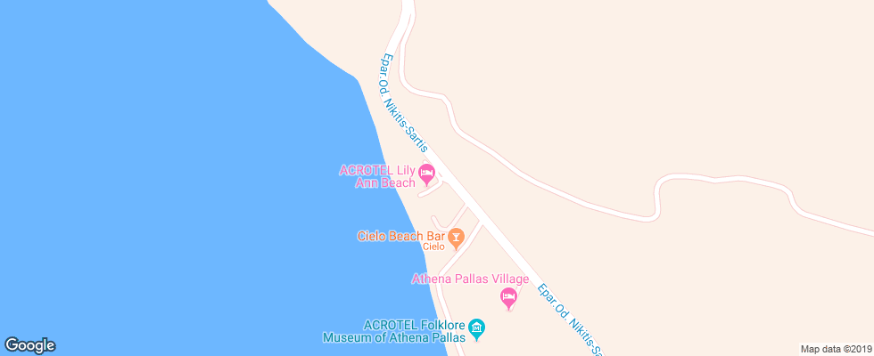 Отель Lily Ann Beach Hotel на карте Греции