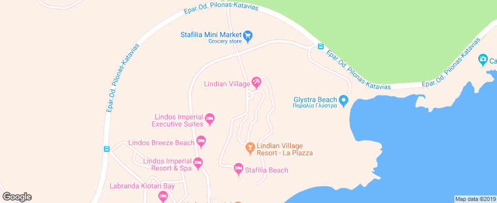 Отель Lindian Village на карте Греции