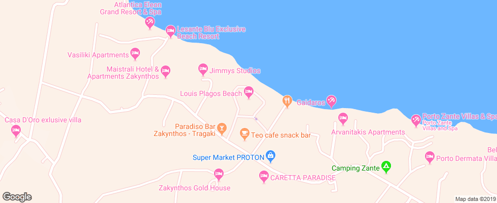 Отель Louis Plagos Beach на карте Греции