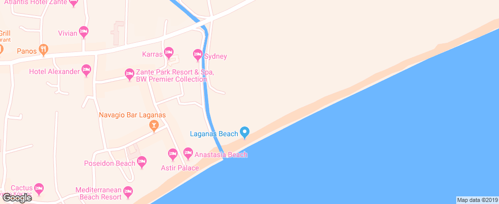 Отель Louis Zante Beach на карте Греции