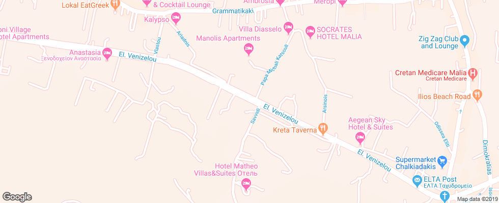 Отель Malia Mare на карте Греции