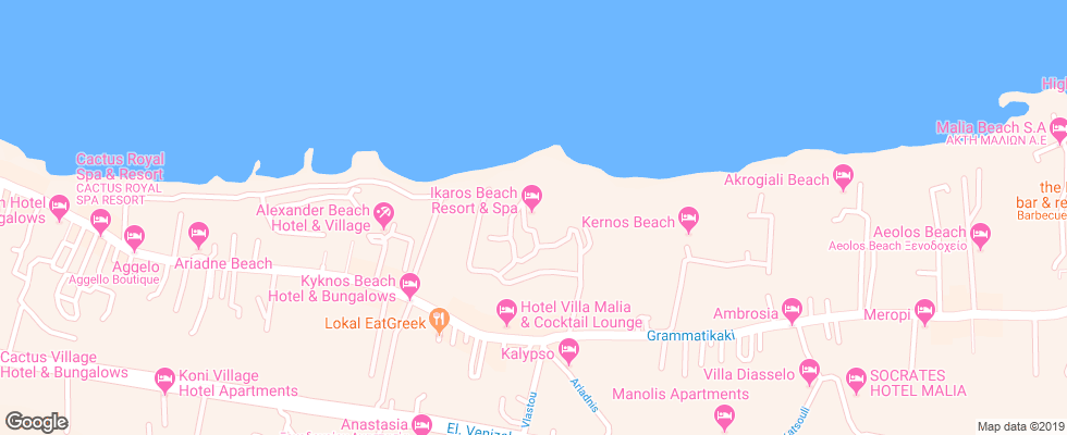 Отель Malia Resort Beach на карте Греции