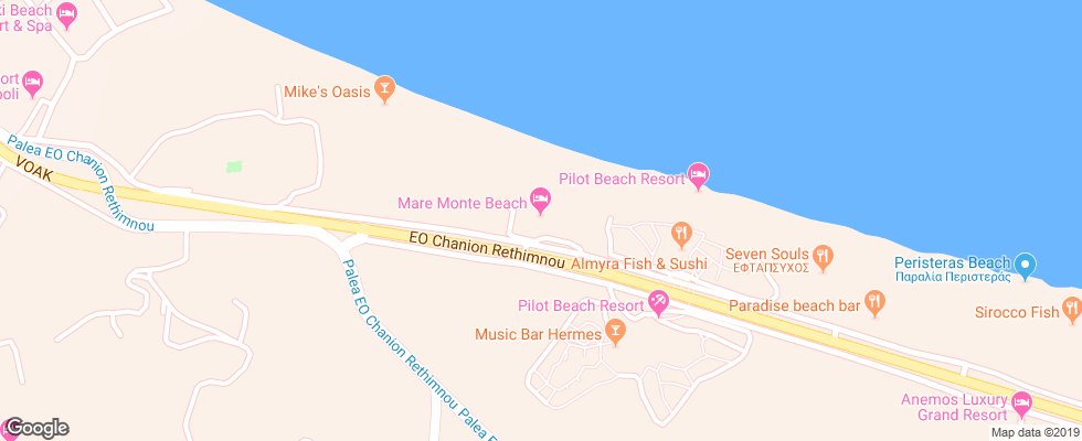 Отель Mare Monte Beach на карте Греции