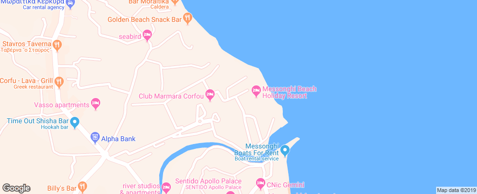 Отель Messonghi Beach на карте Греции