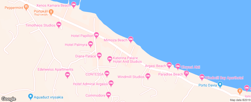 Отель Mimoza Beach на карте Греции