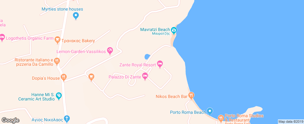 Отель Miro Zante Imperial Hotel на карте Греции