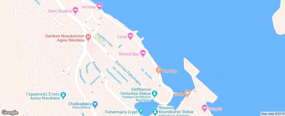 Отель Mistral Bay Hotel на карте Греции