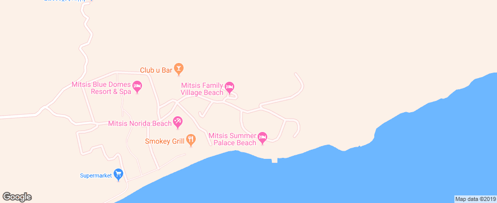 Отель Mitsis Family Village Beach Hotel на карте Греции