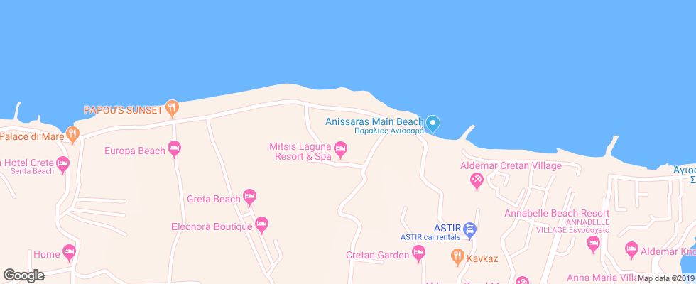 Отель Mitsis Laguna Resort And Spa на карте Греции