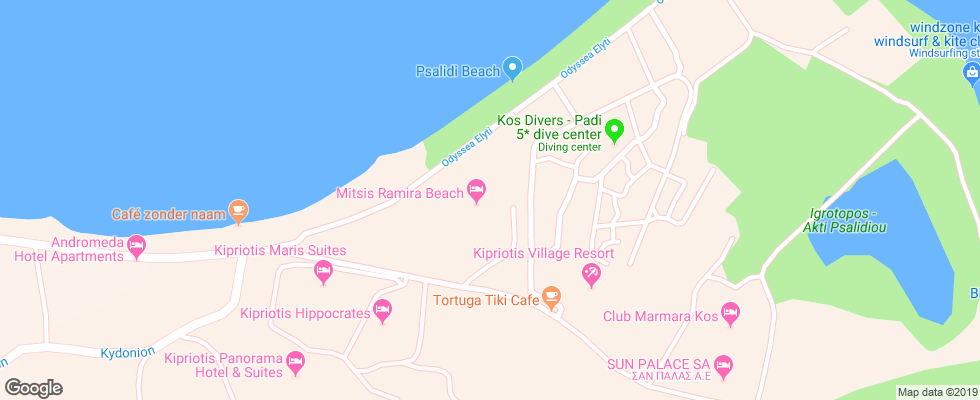 Отель Mitsis Ramira Beach на карте Греции
