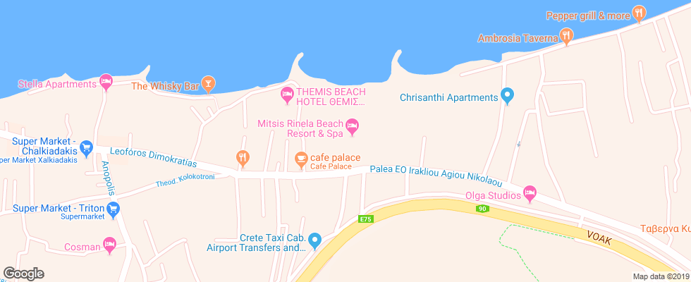 Отель Mitsis Rinela Beach Resort & Spa на карте Греции