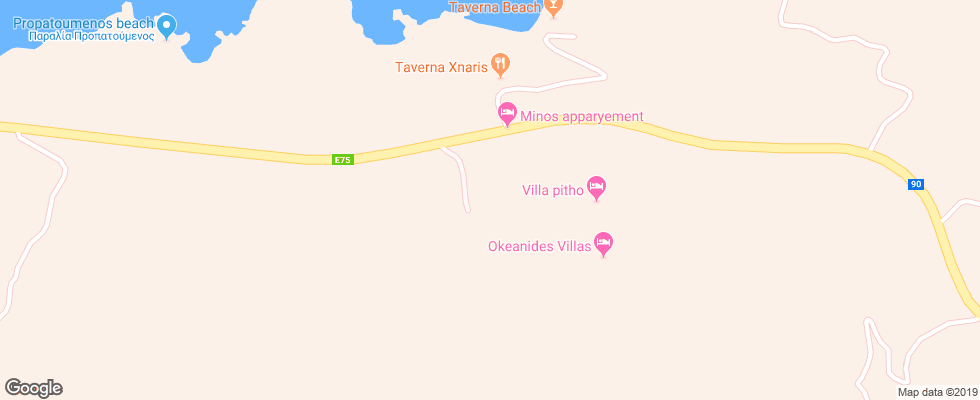 Отель Okeanides Luxury Villas на карте Греции