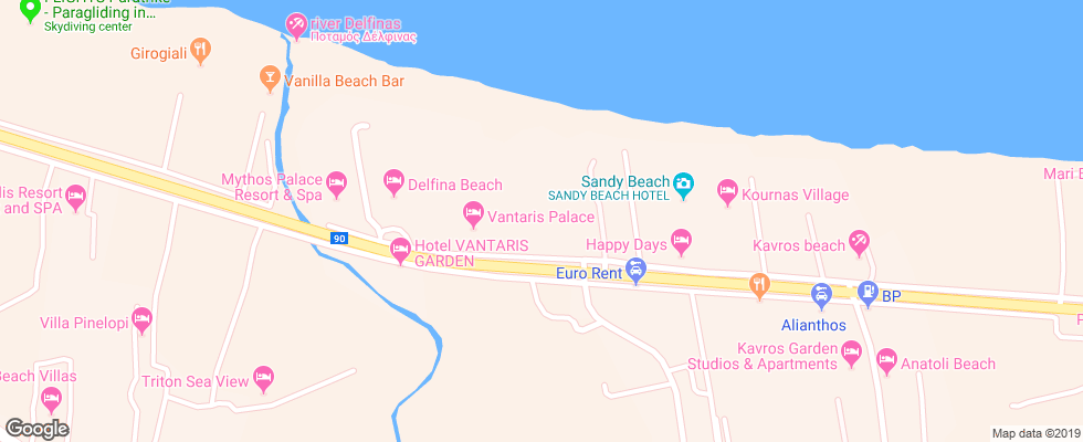 Отель Orpheas Resort на карте Греции