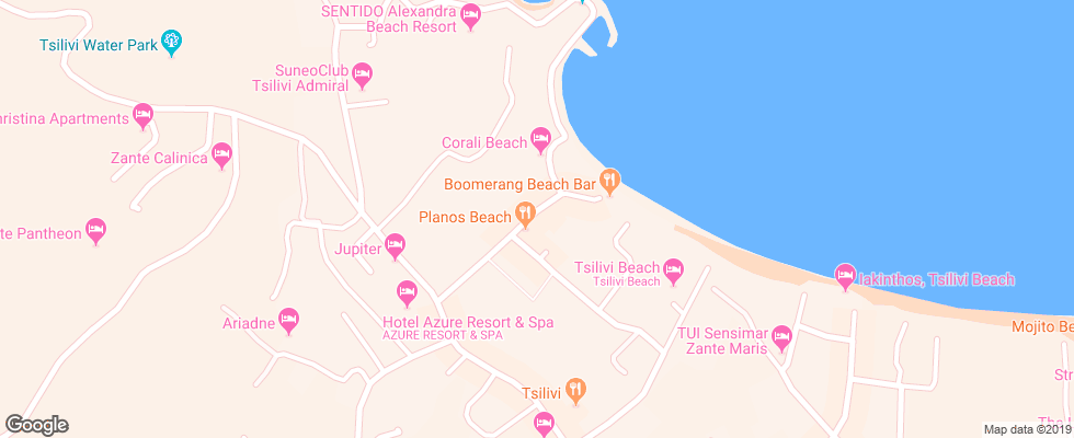 Отель Planos Beach Hotel на карте Греции
