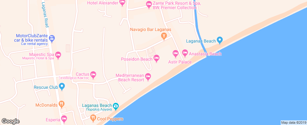 Отель Poseidon Beach на карте Греции