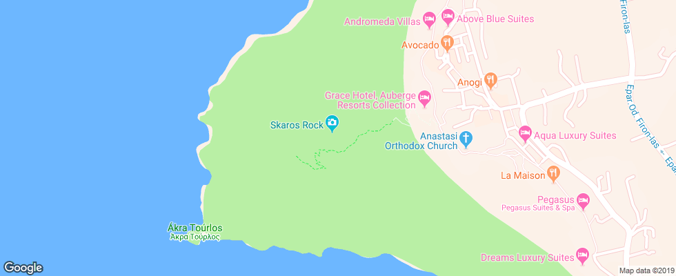 Отель Rocabella Santorini Resort & Spa на карте Греции