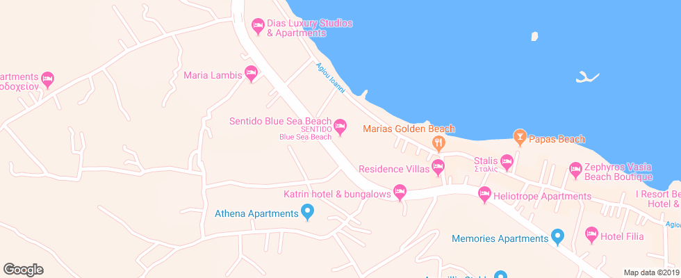 Отель Sentido Blue Sea Beach на карте Греции