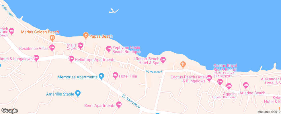 Отель Sentido Sun Beach на карте Греции