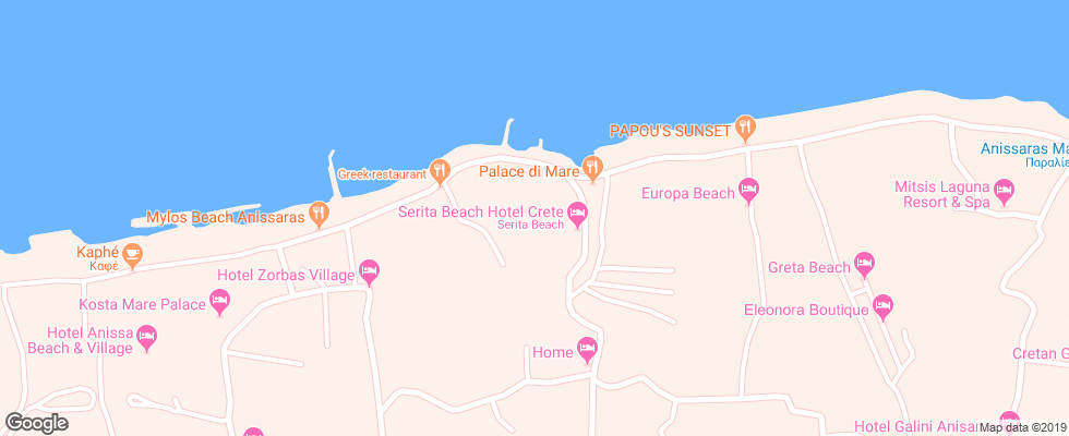 Отель Serita Beach на карте Греции