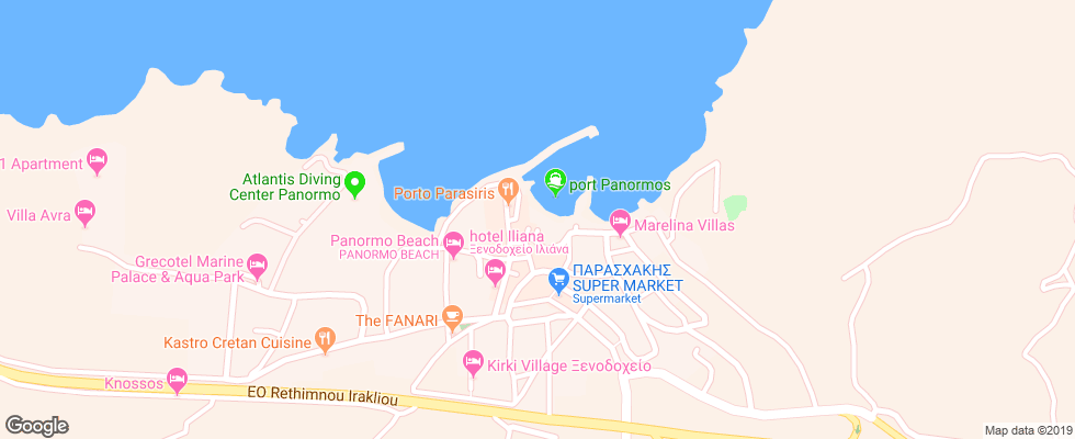 Отель Stella Beach Panormo на карте Греции