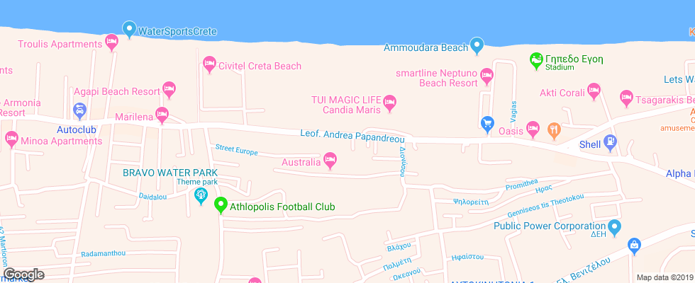 Отель Sun Hotel Ammoudara (Miro Sun Boutique) на карте Греции