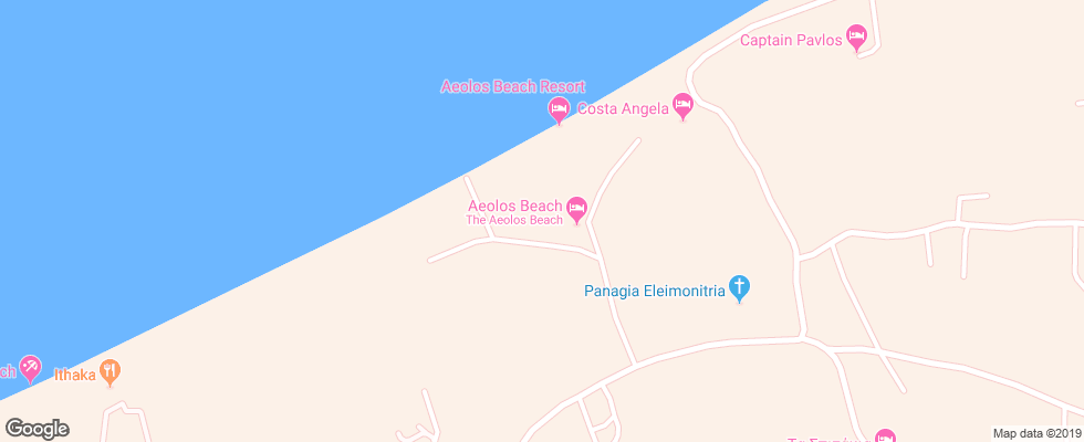 Отель The Aeolos Beach Hotel на карте Греции