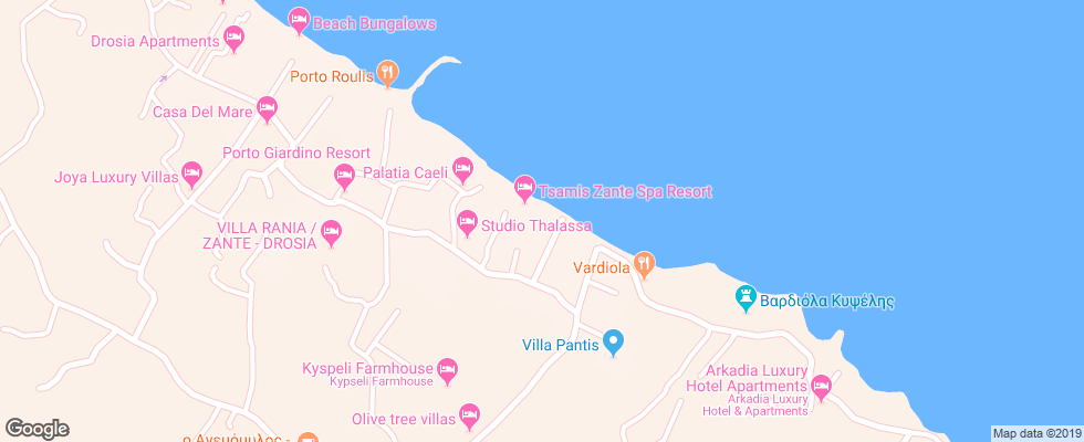 Отель Tsamis Zante Hotel & Spa на карте Греции