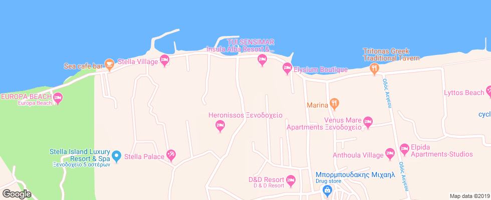 Отель Tui Sensimar Insula Alba Resort & Spa на карте Греции