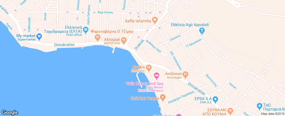 Отель Valis Resort на карте Греции