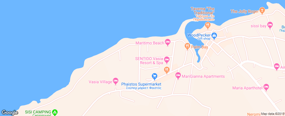 Отель Vasia Village на карте Греции