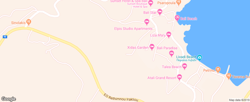 Отель Xidas Garden Hotel на карте Греции