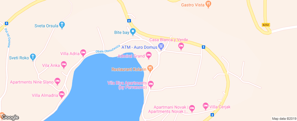 Отель Admiral Grand на карте Хорватии