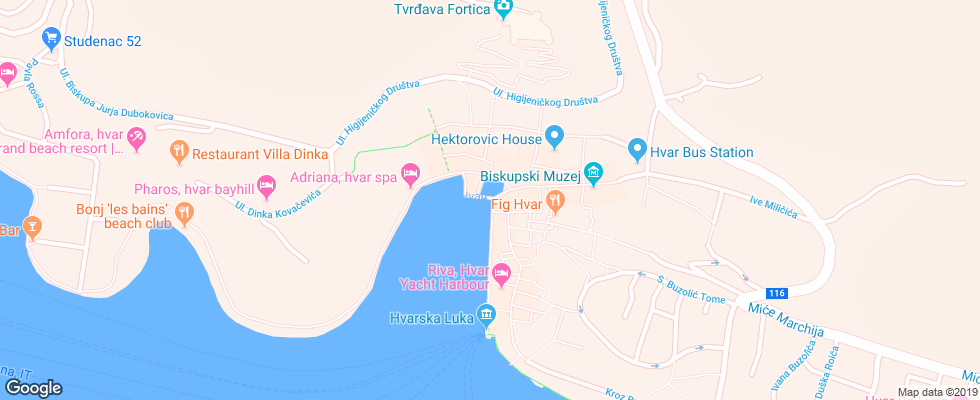 Отель Adriana Marina & Spa на карте Хорватии