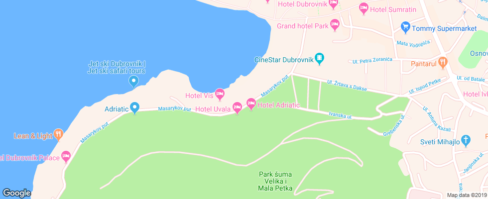 Отель Adriatic Hotel на карте Хорватии