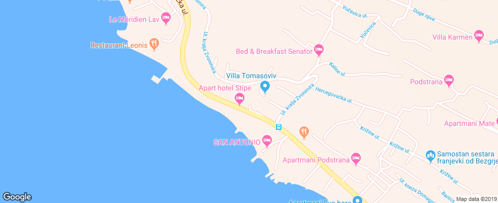 Отель Aparthotel Stipe на карте Хорватии