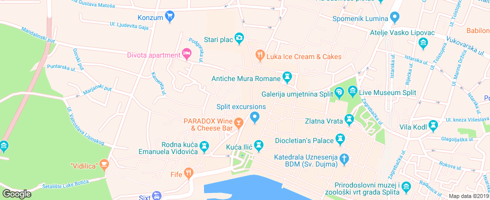 Отель Apartmani Zekan на карте Хорватии