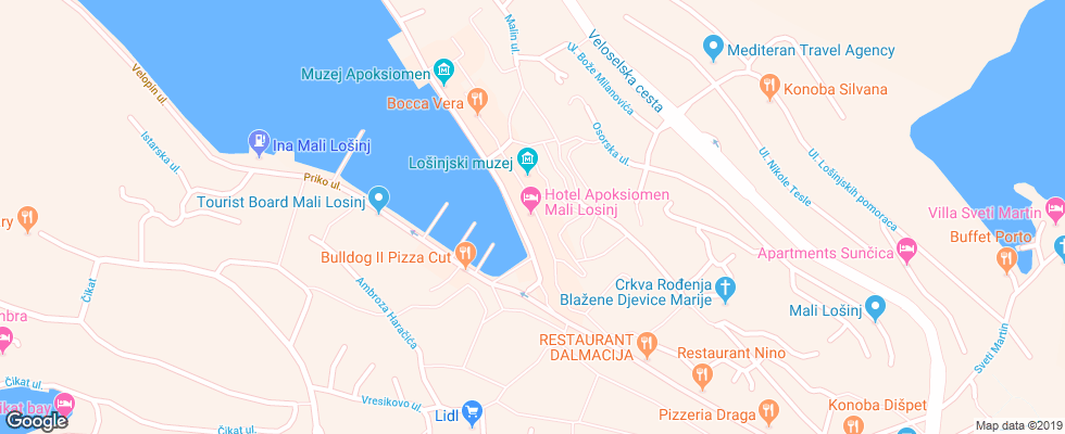 Отель Apoksiomen на карте Хорватии