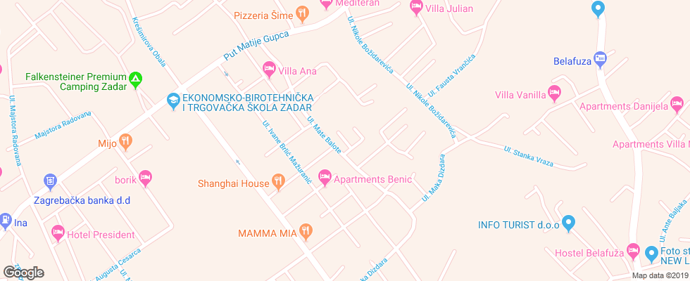 Отель Batur Apartments на карте Хорватии