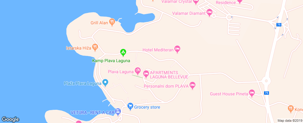 Отель Laguna Mediteran Porec на карте Хорватии