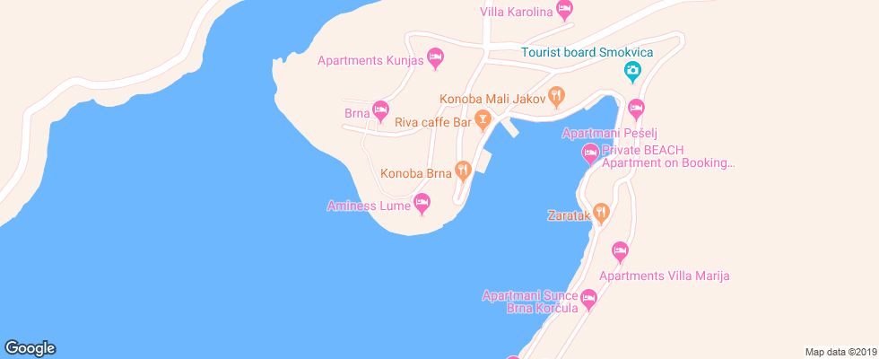 Отель Lume Aminess на карте Хорватии