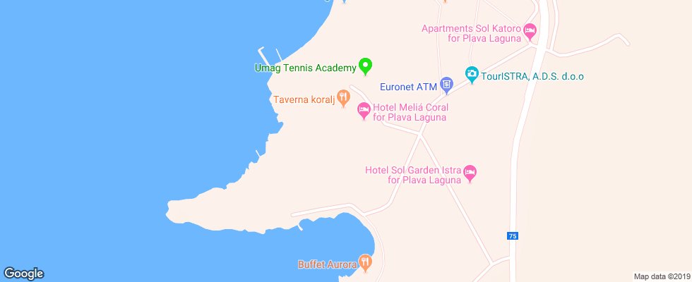 Отель Melia Coral на карте Хорватии