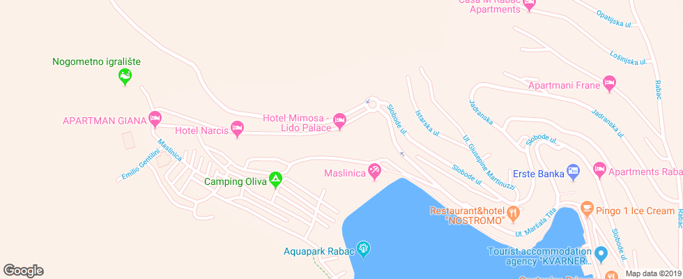 Отель Mimoza на карте Хорватии