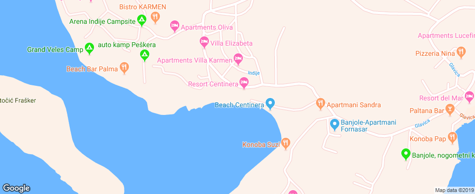 Отель Resort Centinera на карте Хорватии