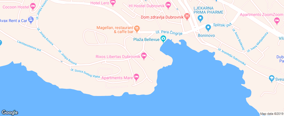 Отель Rixos Libertas на карте Хорватии