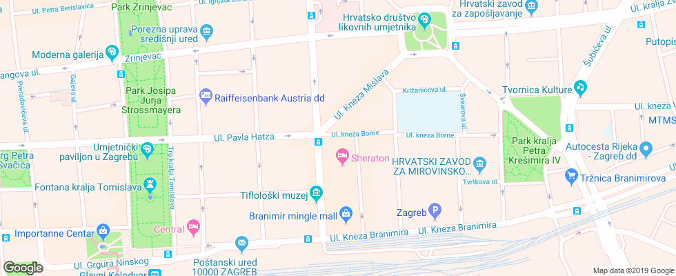 Отель Sheraton Zagreb на карте Хорватии