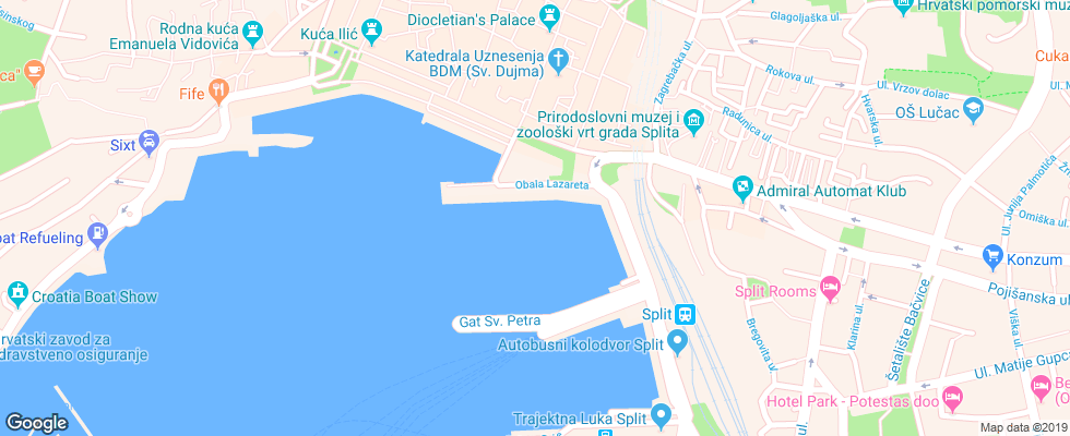 Отель Split Hotel на карте Хорватии
