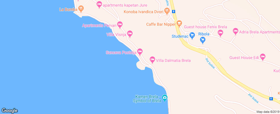 Отель Sunceva Postelja на карте Хорватии